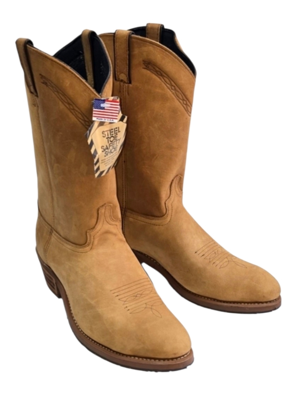 Abilene Rocky Ridge Western Pull On Leather Work Boots Safety Toe Rugged 13Wide